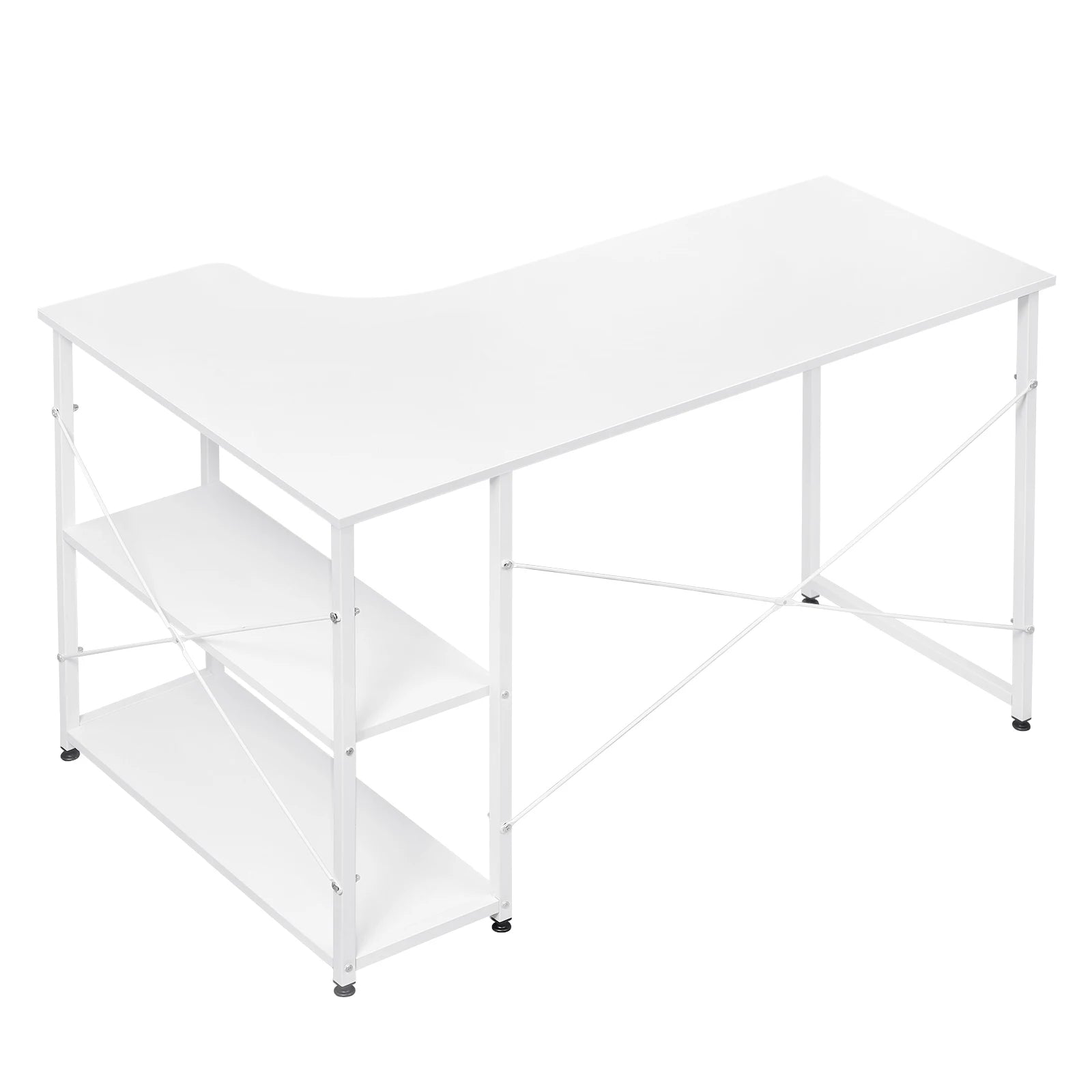 Bureau d’ordinateur en forme L avec rangements intégrés – Table PC pour bureau à domicile – 120 × 71,5 × 74 cm