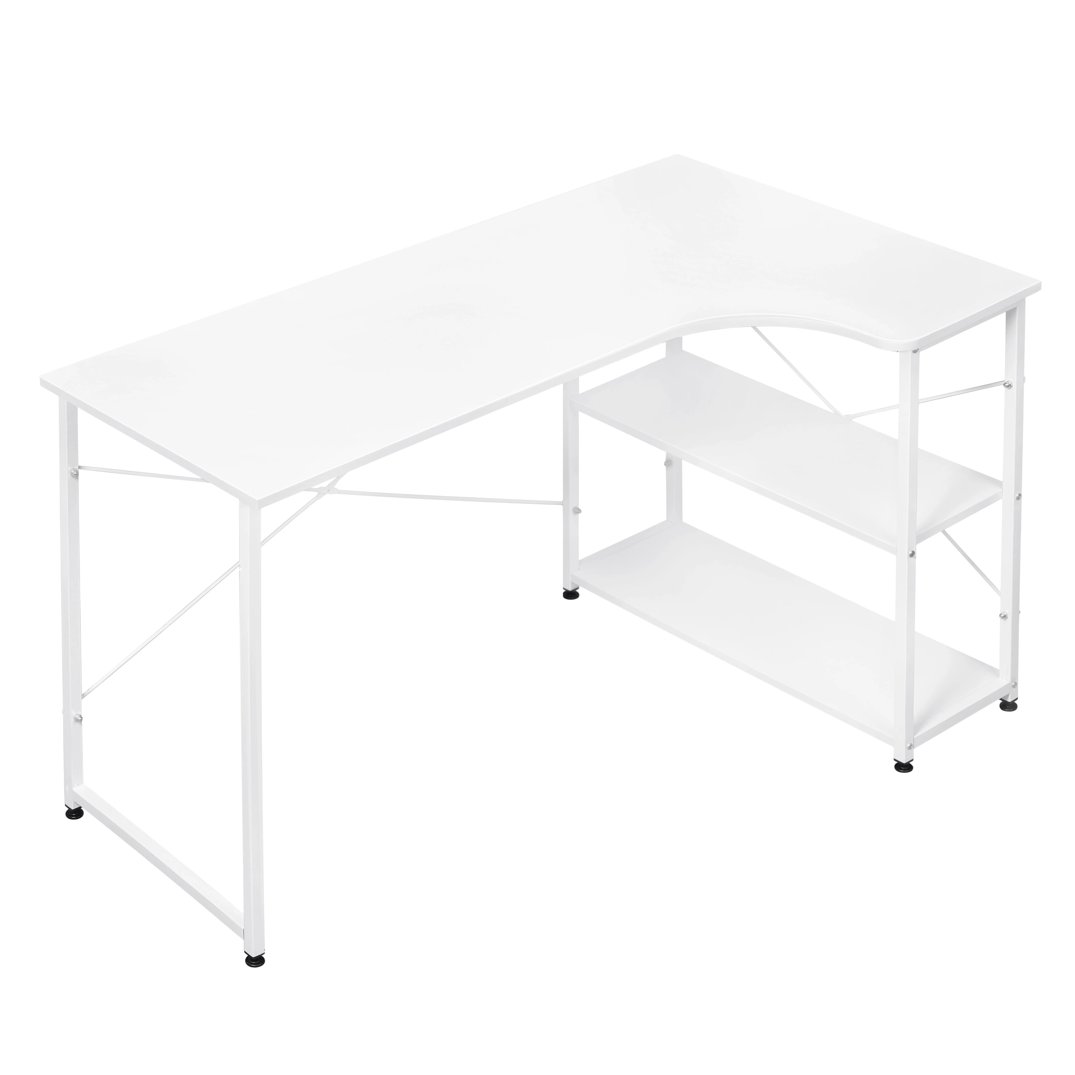 Bureau d’ordinateur en forme L avec rangements intégrés – Table PC pour bureau à domicile – 120 × 71,5 × 74 cm